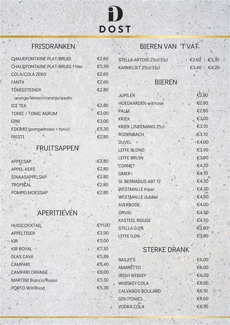 dost aarschot menu